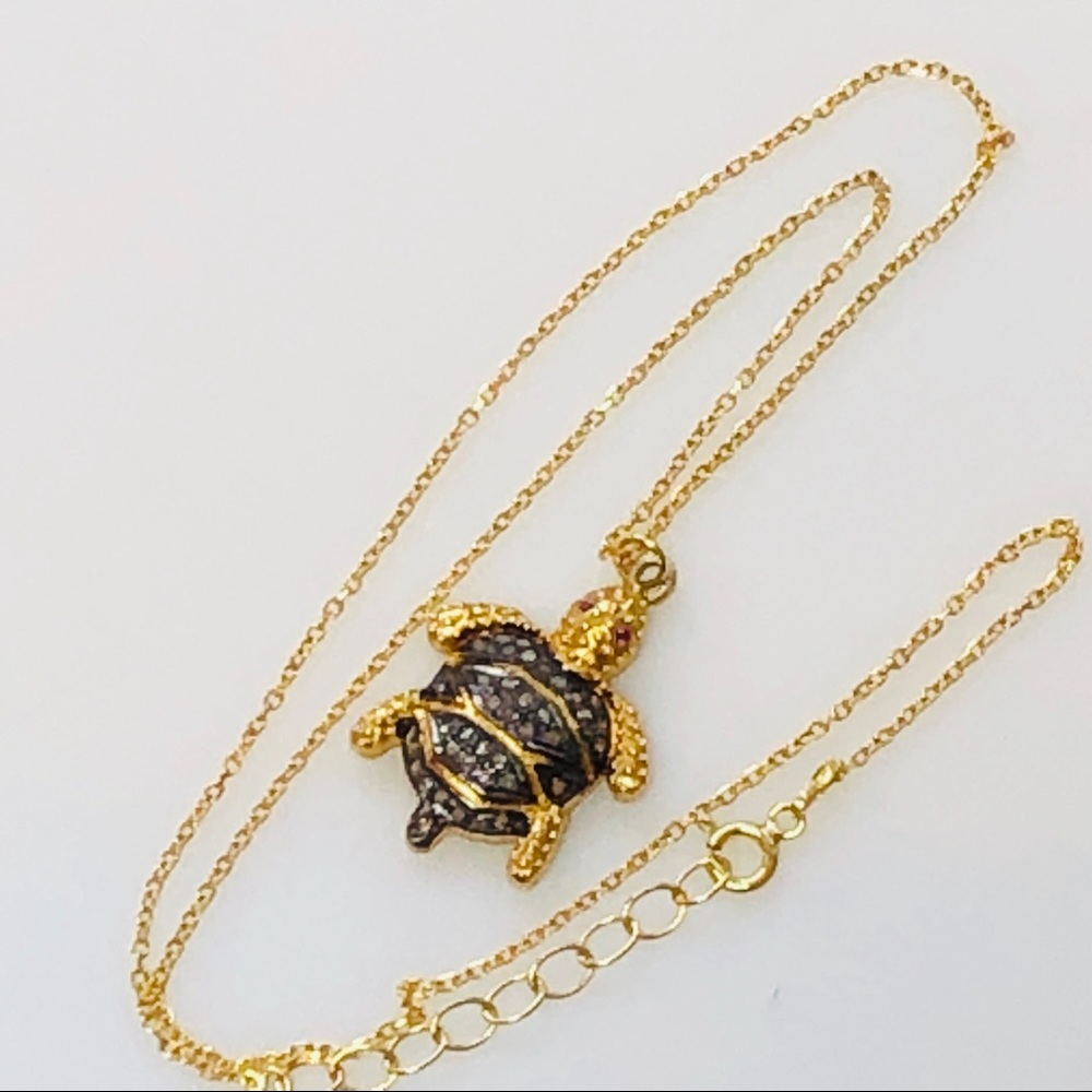 New Yellow Gold Color Chain & Turtle Pendant 18”